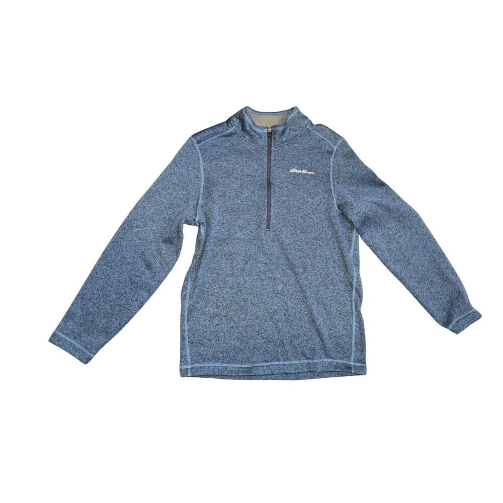 Eddie Bauer Mock Neck Fleece sweater 1/4 zip Large Cozy athletic Leisure